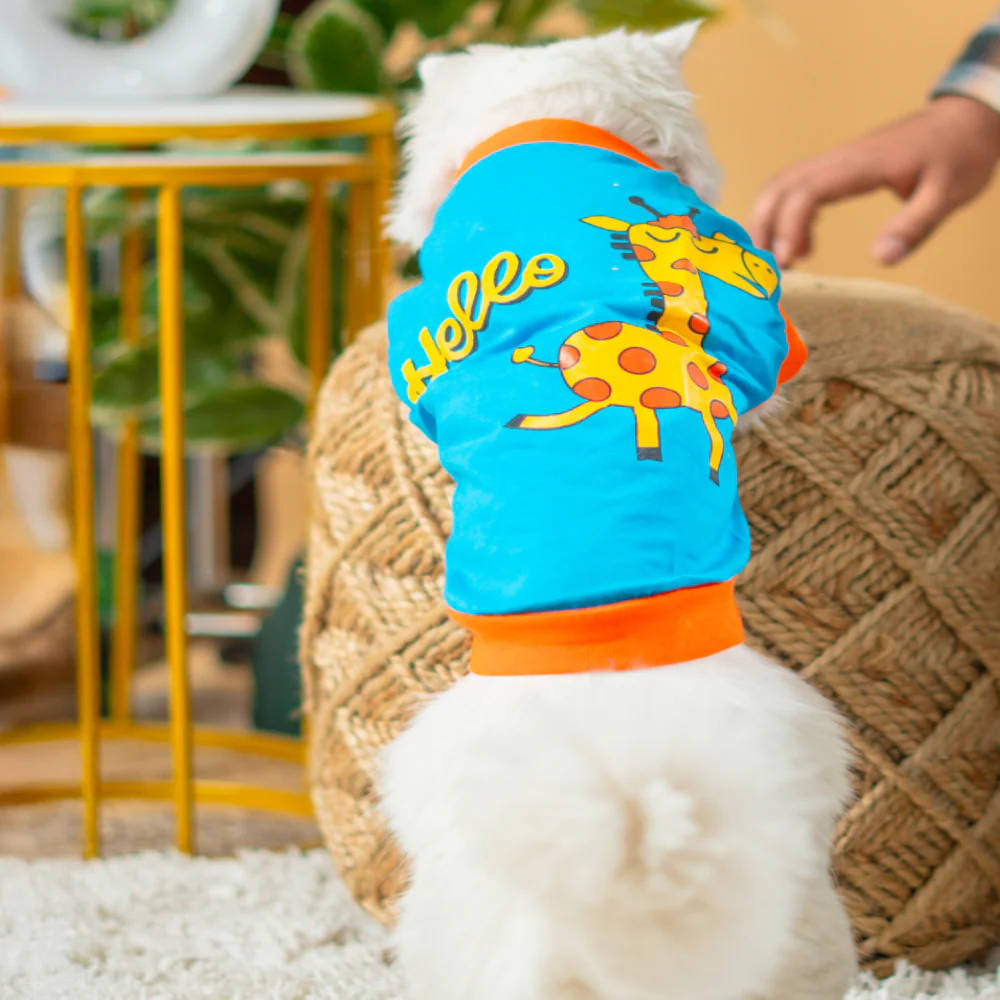 Pet Set Go Giraffe T-shirt for Cats (Blue) - Image 4