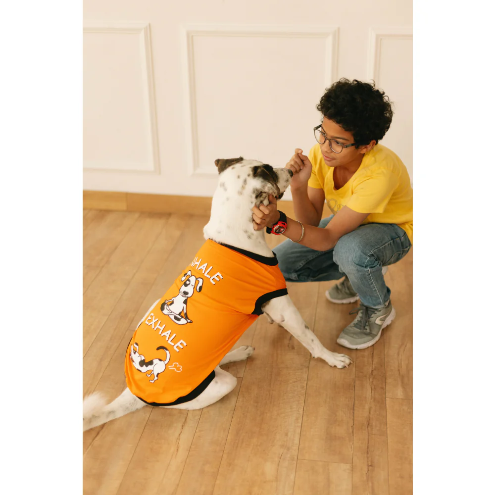 Pet Set Go Inhale Exhale T-shirt for Dogs (Orange) - Image 6