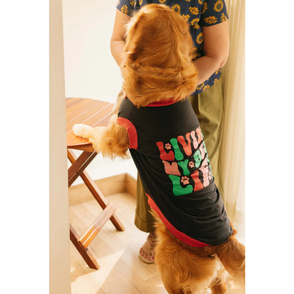 Pet Set Go Living My Best Life T-shirt for Dogs (Black) - Image 3