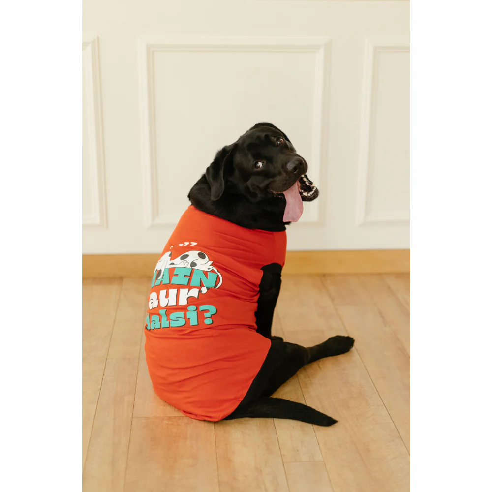 Pet Set Go Main Aur Aalsi T-shirt for Dog (Red) - Image 5