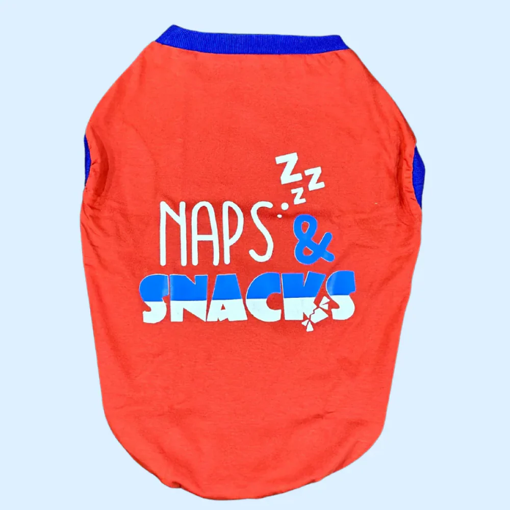 Pet Set Go Naps & Snacks T Shirt for Dogs (Red) - Image 7