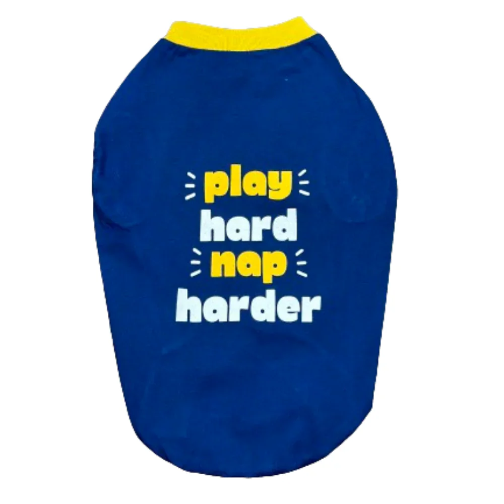Pet Set Go Play Hard Nap Harder T Shirt for Dogs (Blue) - Image 5