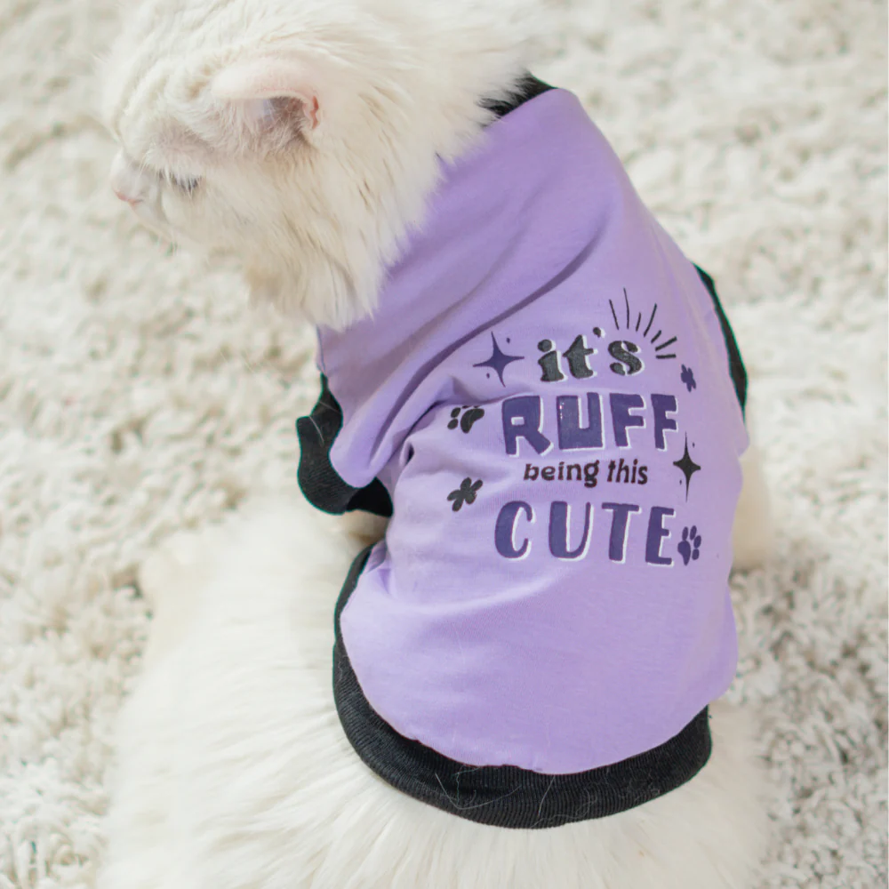 Pet Set Go Ruff Being Cute T-shirt for Cats (Purple) - Image 3