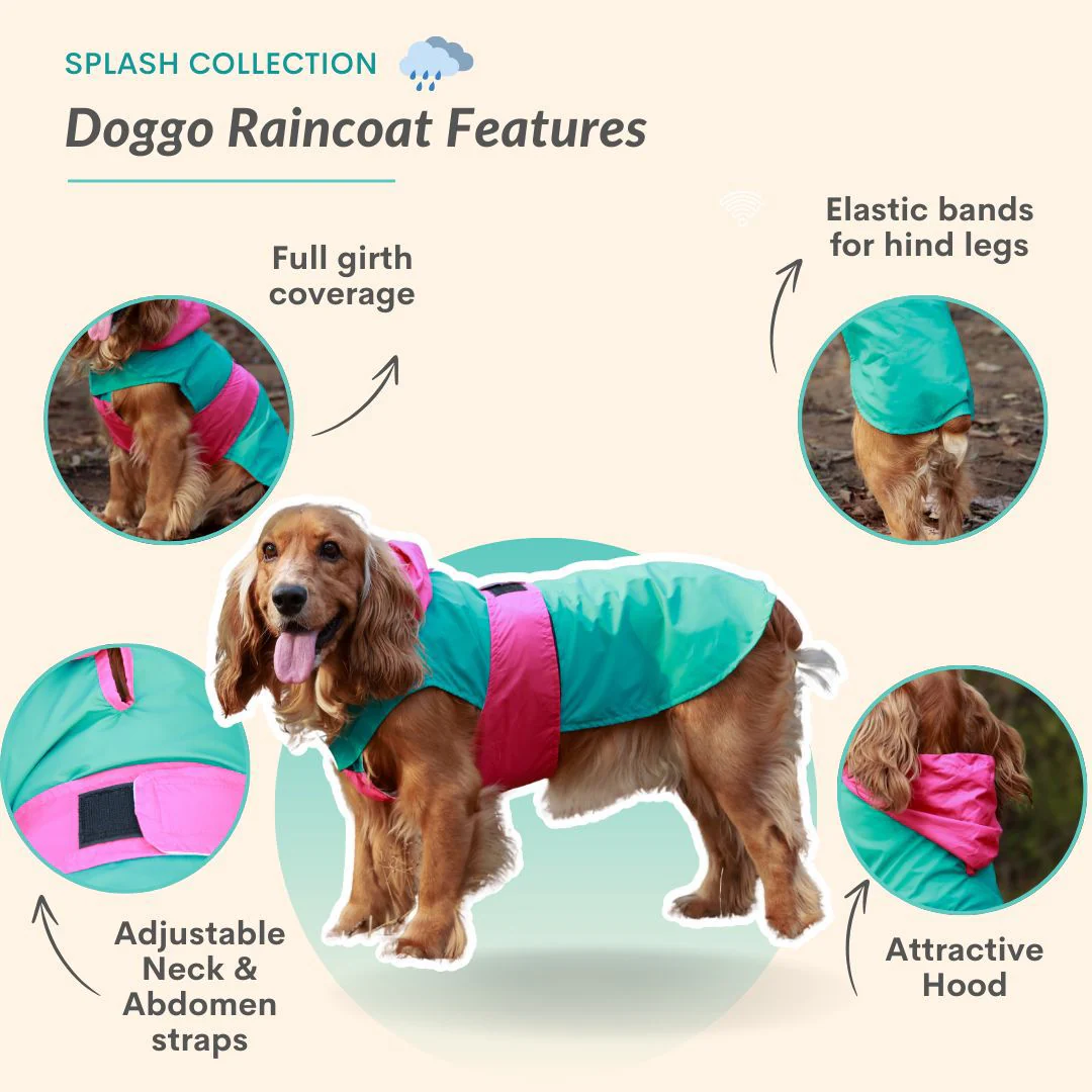 Pet Set Go Splash Waterproof Raincoat for Dogs (Aqua Pink) - Image 4