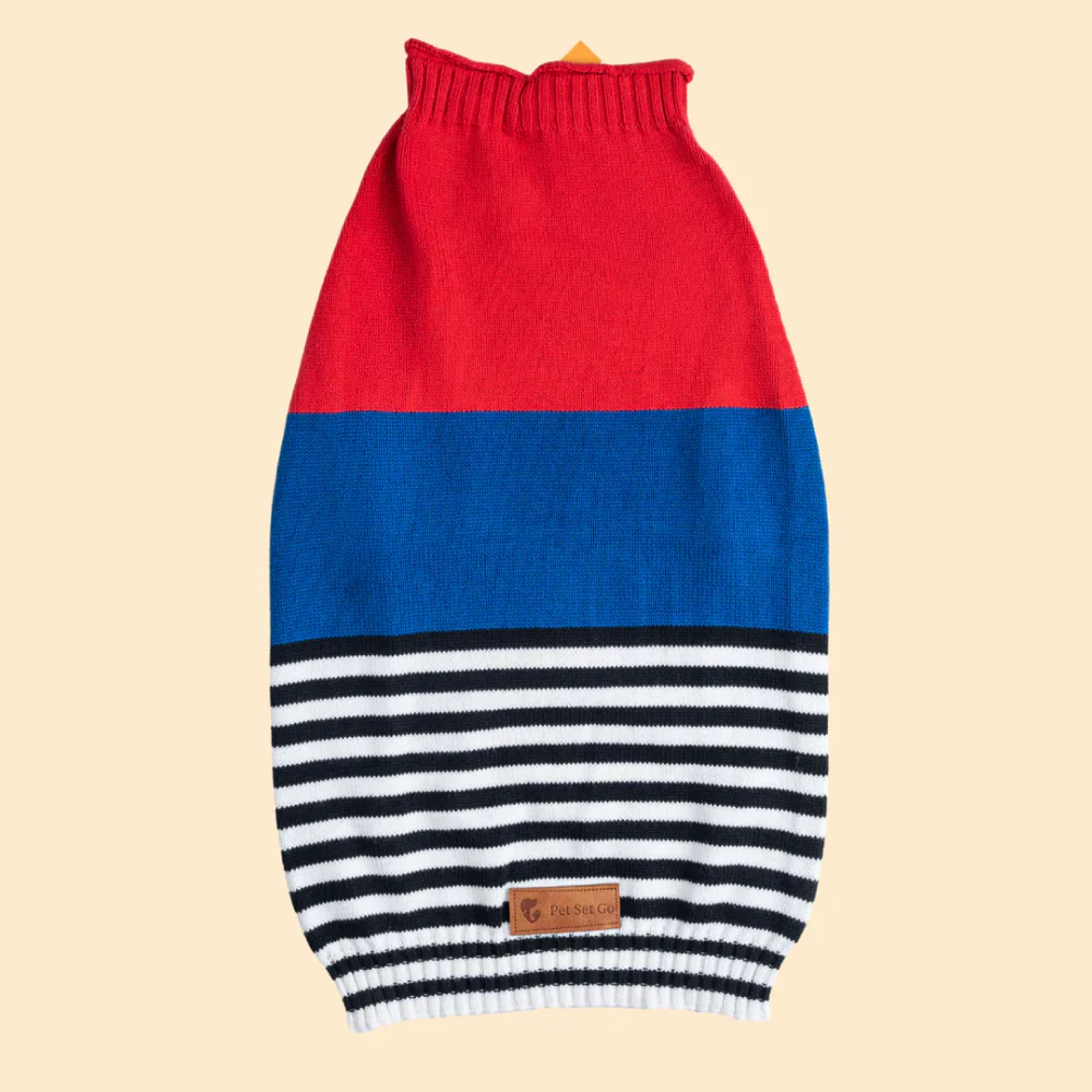Pet Set Go Striped Sweater for Dogs (Red/Blue) - Image 9