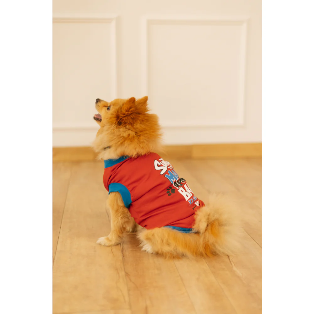 Pet Set Go Sunta Toh Mein Baap Ki Nahi T-shirt (Red) - Image 10