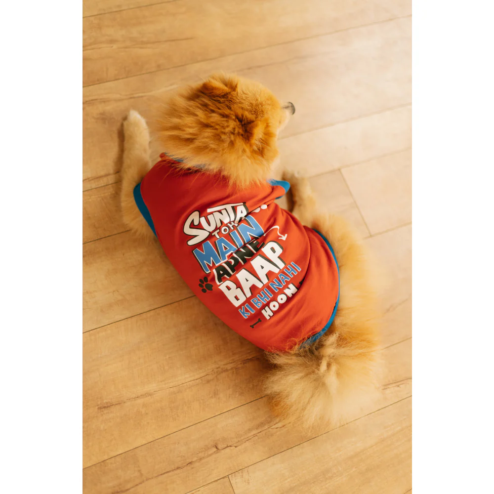 Pet Set Go Sunta Toh Mein Baap Ki Nahi T-shirt (Red) - Image 9