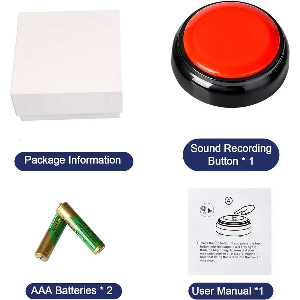 Pet Vogue Voice Recording Interactive Button for Dogs & Cats (Red) - Image 2