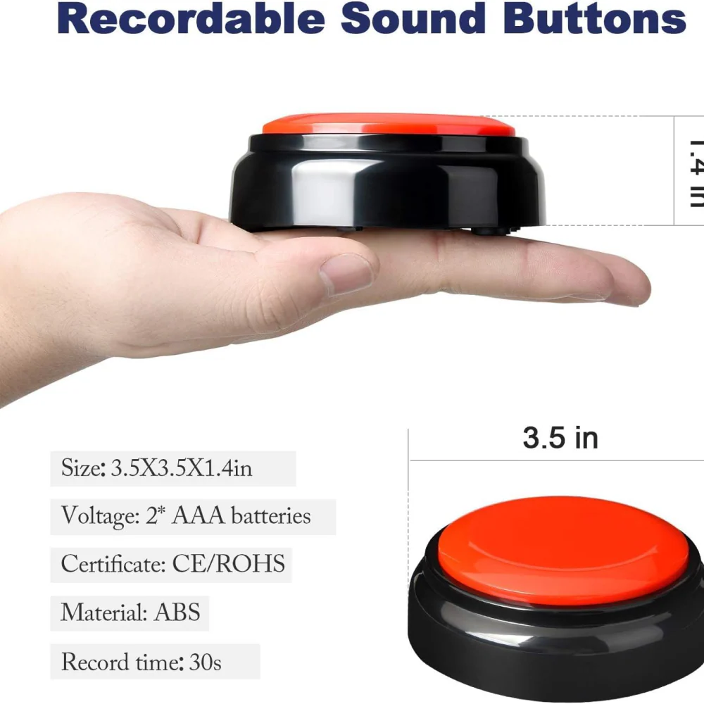 Pet Vogue Voice Recording Interactive Button for Dogs & Cats (Red) - Image 3
