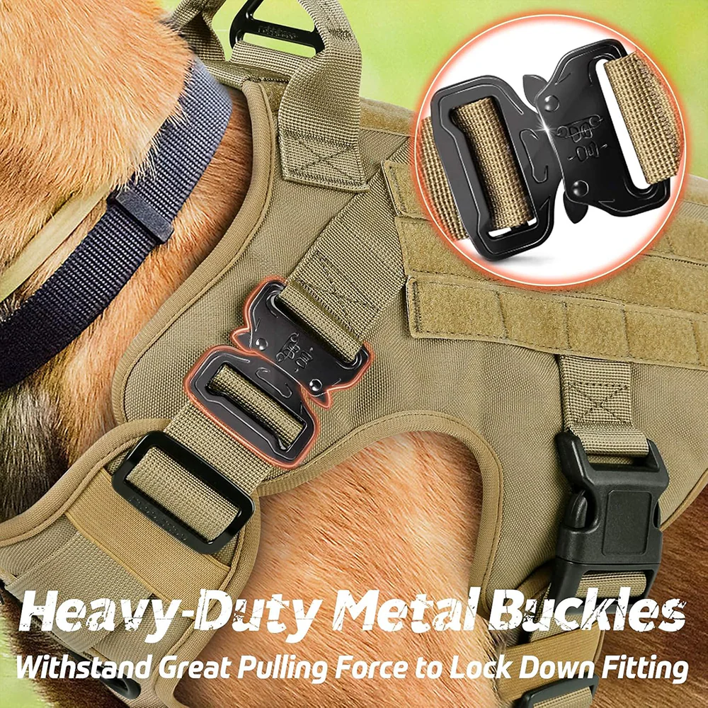 Pet Vogue Adjustable Military Vest Heavy Duty Harness with Handle for Dogs (Tan) - Image 3