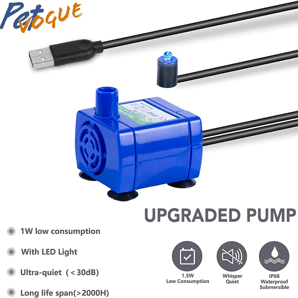 Pet Vogue Automatic Electric Water Fountain with LED Light for Cats (Blue) - Image 3