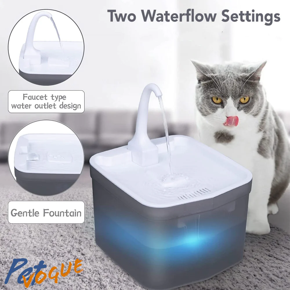 Pet Vogue Automatic Electric Water Fountain with LED Light for Cats (Grey) - Image 2