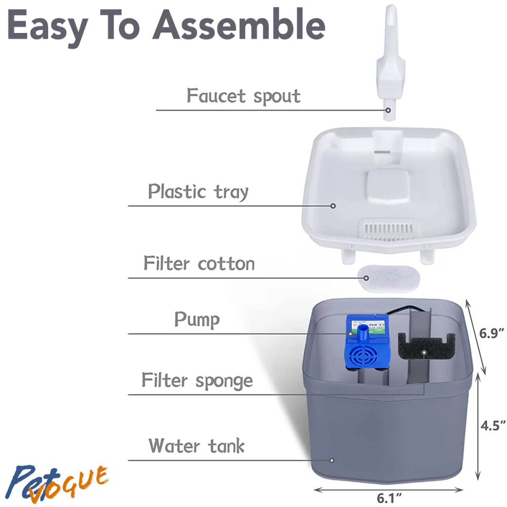 Pet Vogue Automatic Electric Water Fountain with LED Light for Cats (Grey) - Image 3