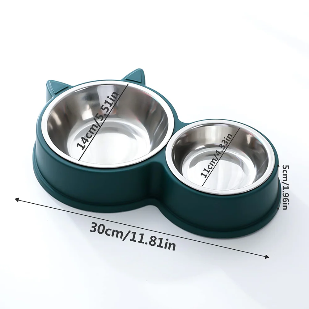 Pet Vogue Double Stainless Steel Bowl for Cats (Blue) - Image 2