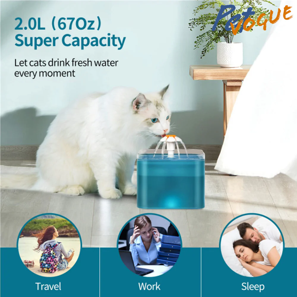 Pet Vogue Automatic Water Fountain with LED Light for Cats and Dogs (Blue) - Image 2