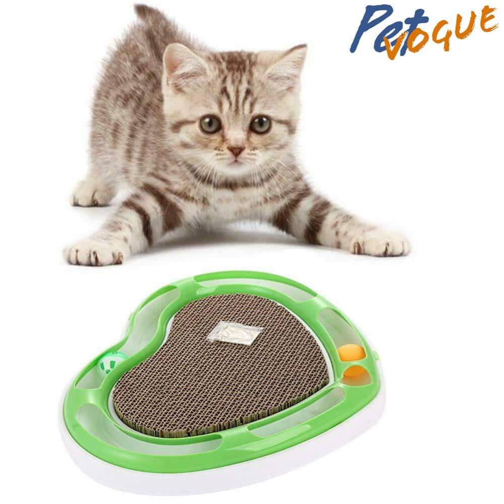 Pet Vogue Heart Shaped Scratcher Toy for Cats (White/Green) - Image 2