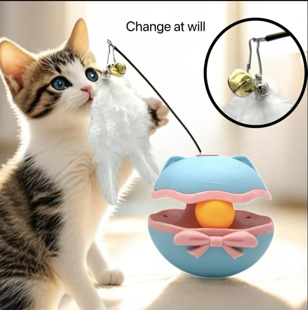 PetVogue Interactive Roller Track Electric Self-Play Tumbler Toy with Teasing Stick and Balls for Indoor Cats and Kittens - Image 3