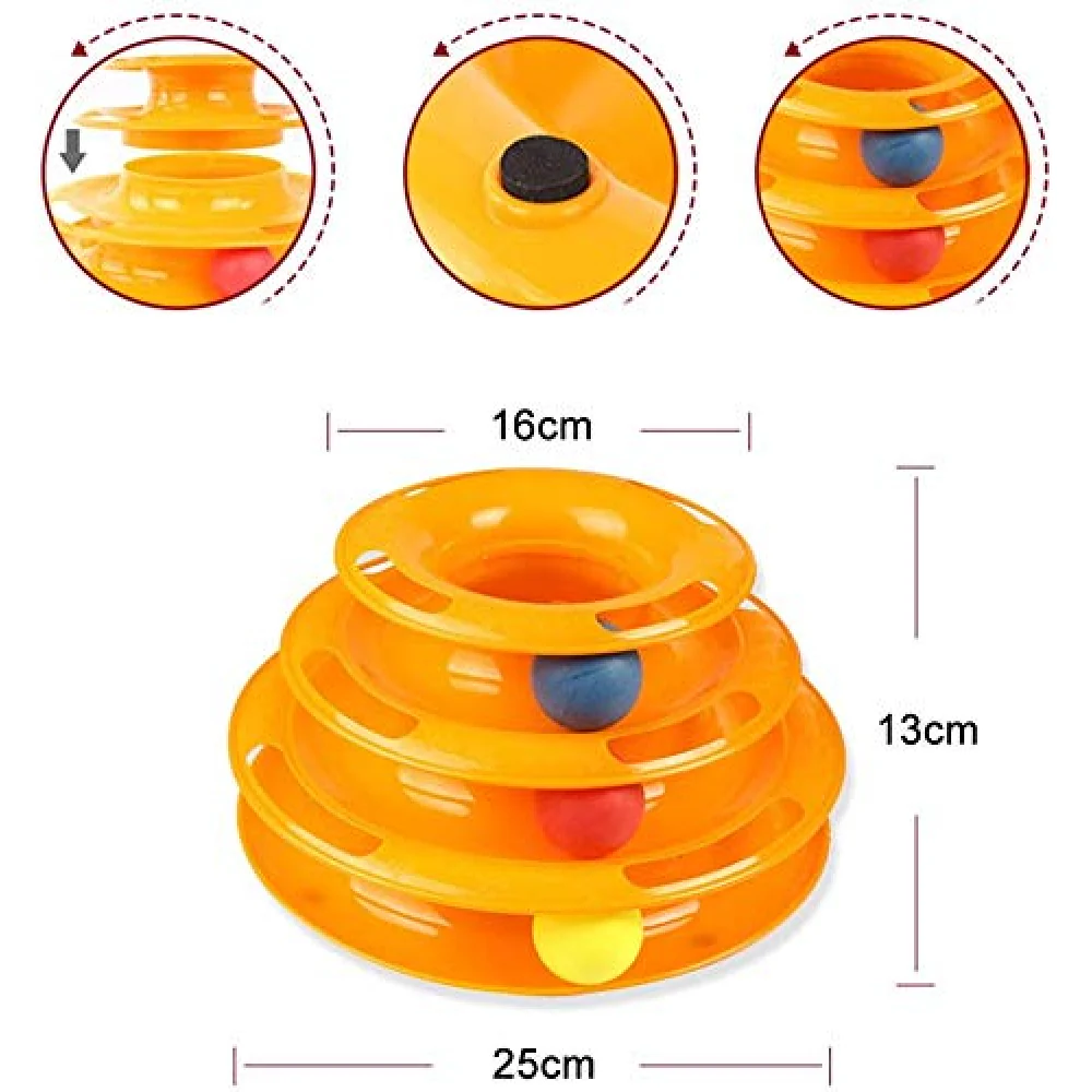 Pet Vogue Multi Level Puzzle Toy for Cats (Orange) - Image 7