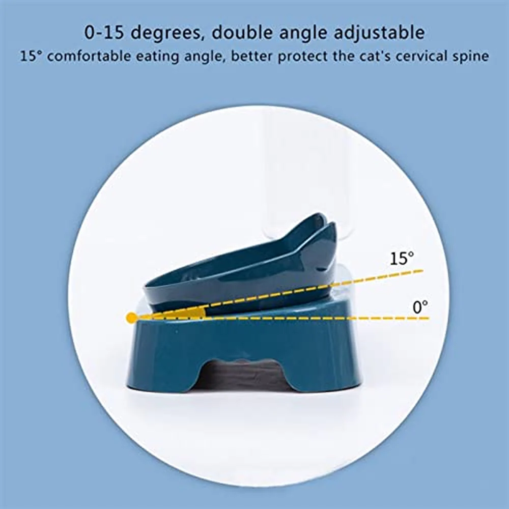 Pet Vogue Plastic Cute Food and Water Bowl for Cats (Blue) - Image 2