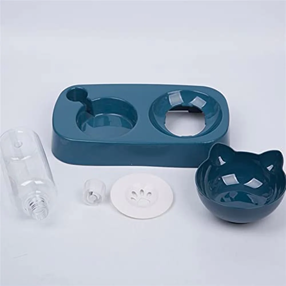 Pet Vogue Plastic Cute Food and Water Bowl for Cats (Blue) - Image 3
