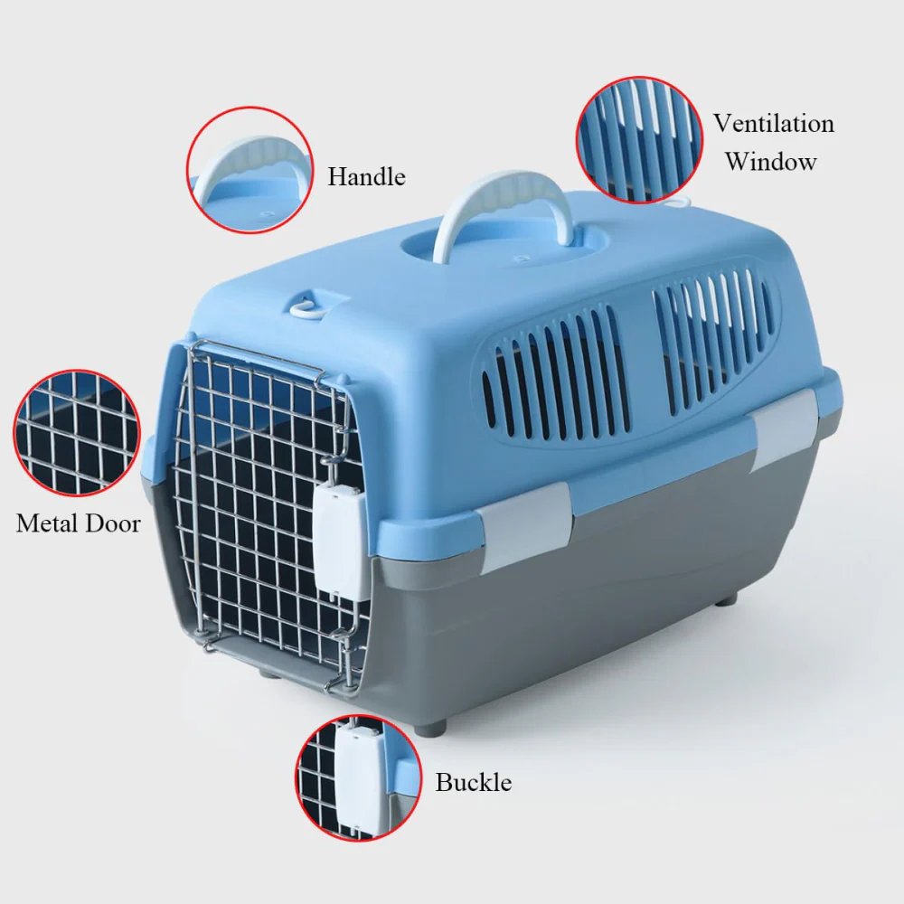 Pet Vogue Plastic Portable Carrier for Dogs and Cats (Dark Blue & Black) - Image 3