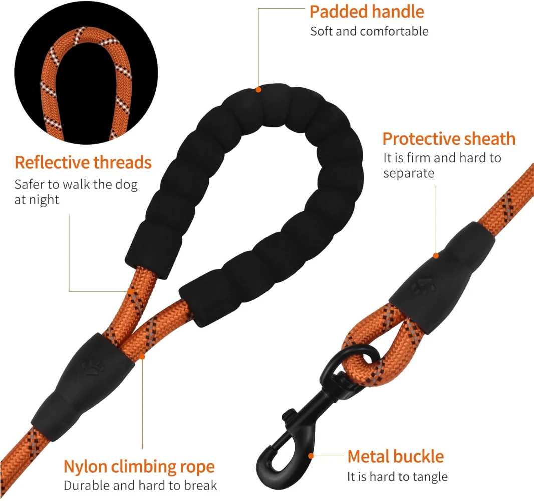 Pet Vogue Reflective Rope Leash for Dogs (Orange) - Image 3