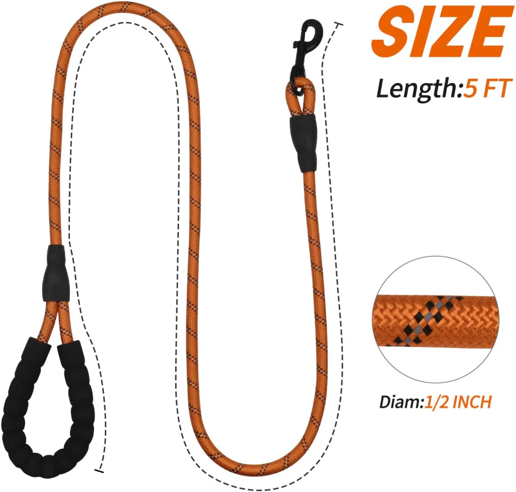 Pet Vogue Reflective Rope Leash for Dogs (Orange) - Image 7