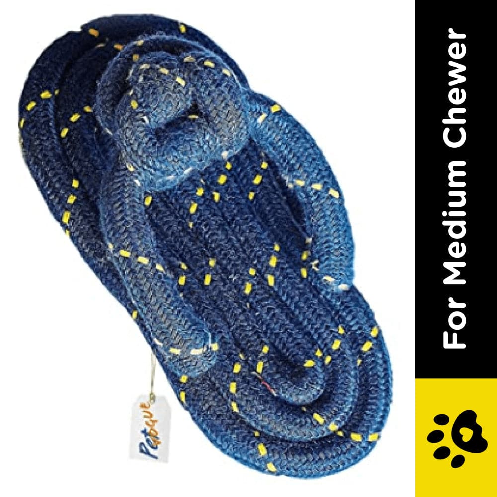 Pet Vogue Sandal Shaped Rope Toy for Dogs (Blue) | For Medium Chewers (Dark Blue) - Image 2