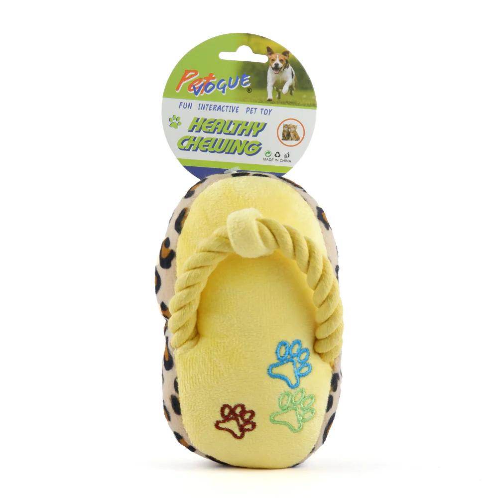Pet Vogue Sandal Shaped Yellow Plush Toy for Dogs | For Soft Chewers - Image 4