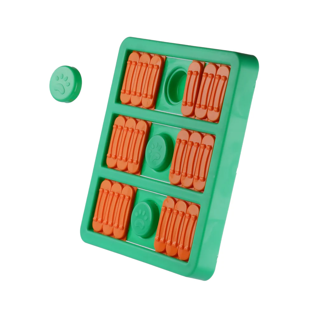 Pet Vogue Slow Feeder Rectangle Shaped Toy for Dogs (Green/Orange) - Image 2