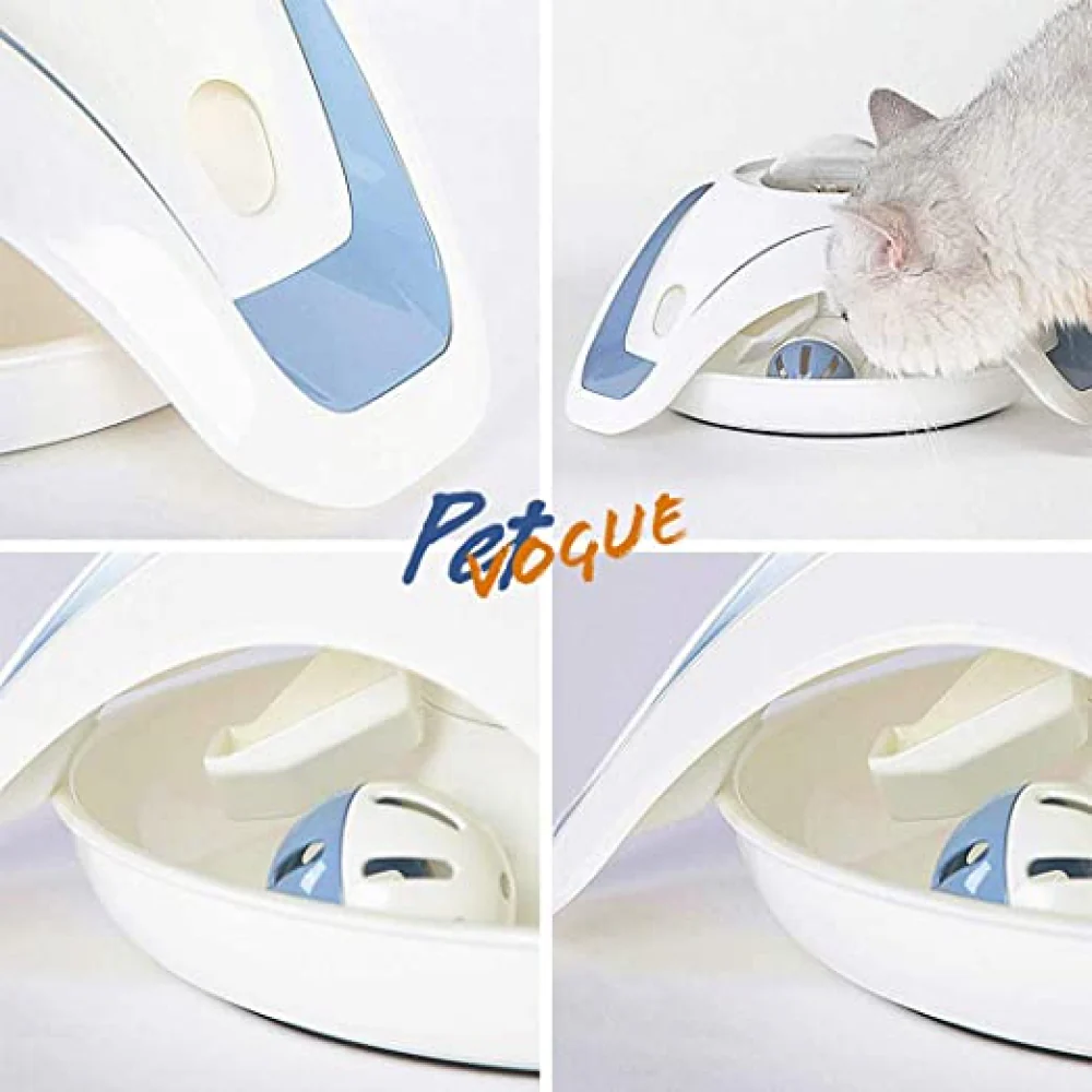 Pet Vogue Slow Feeder Toy with Bell for Cats (Blue/White) - Image 2