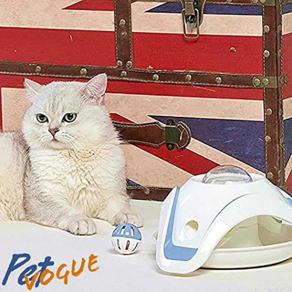Pet Vogue Slow Feeder Toy with Bell for Cats (Blue/White) - Image 4