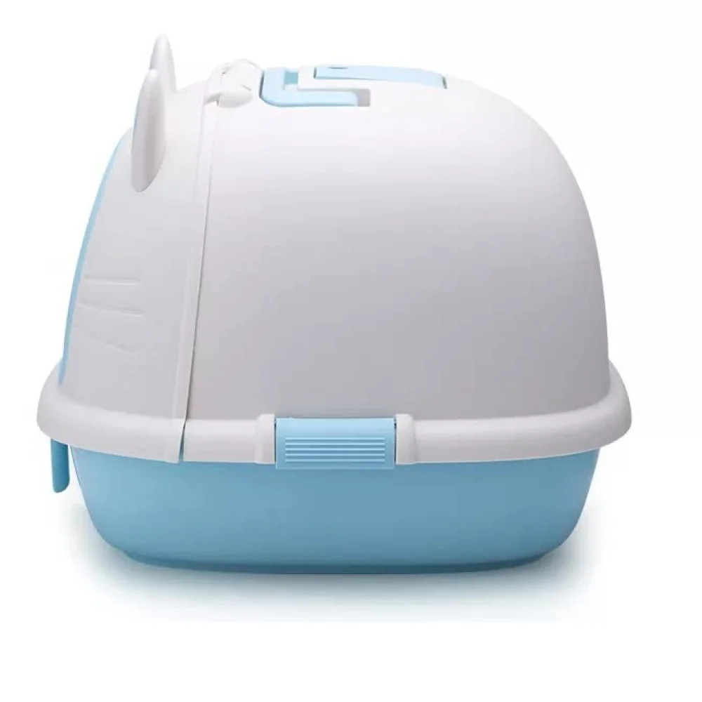 PetGains Fully Enclosed Litter Box Deodorant Anti Stink Toilet for Cats (Blue/White) - Image 5