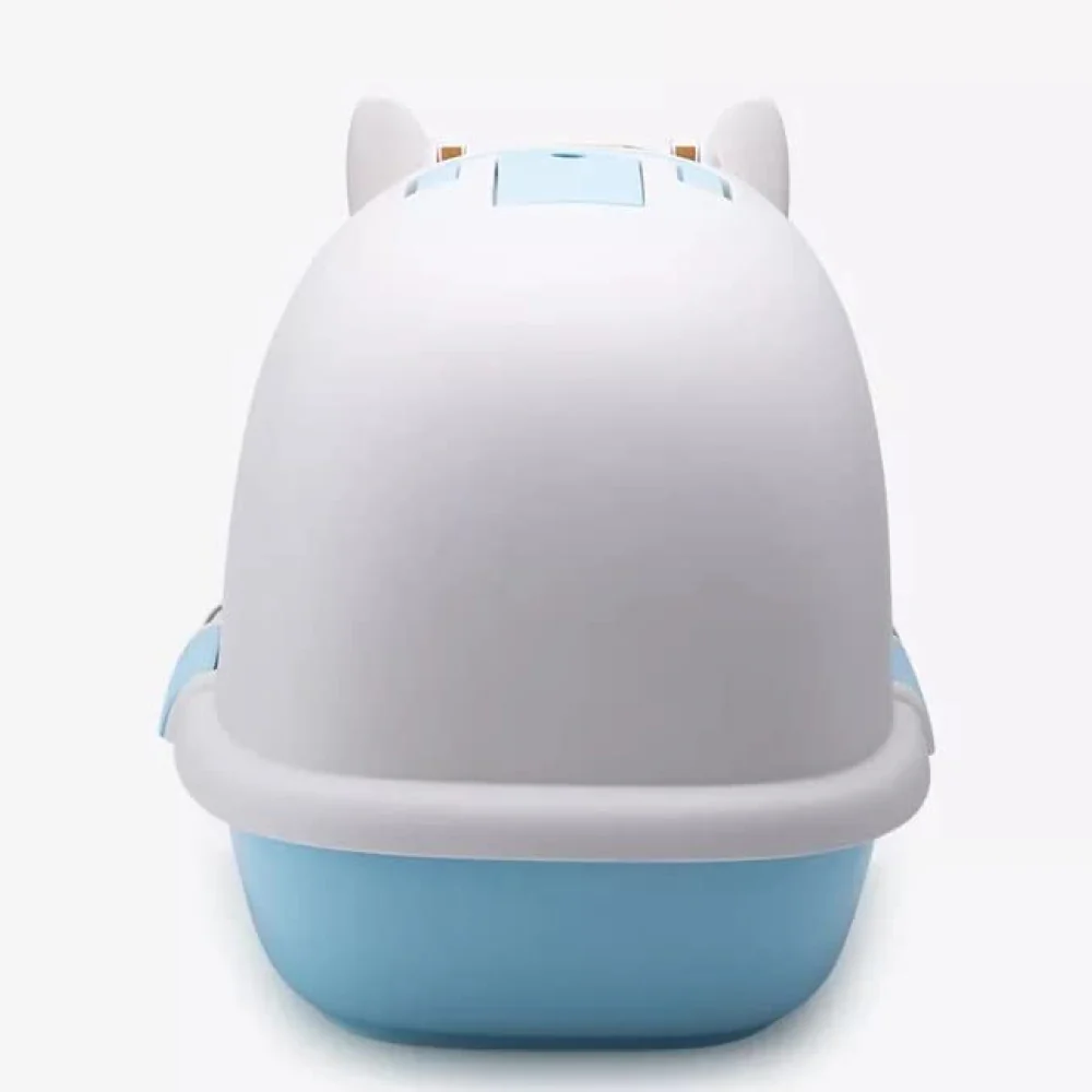 PetGains Fully Enclosed Litter Box Deodorant Anti Stink Toilet for Cats (Blue/White) - Image 6