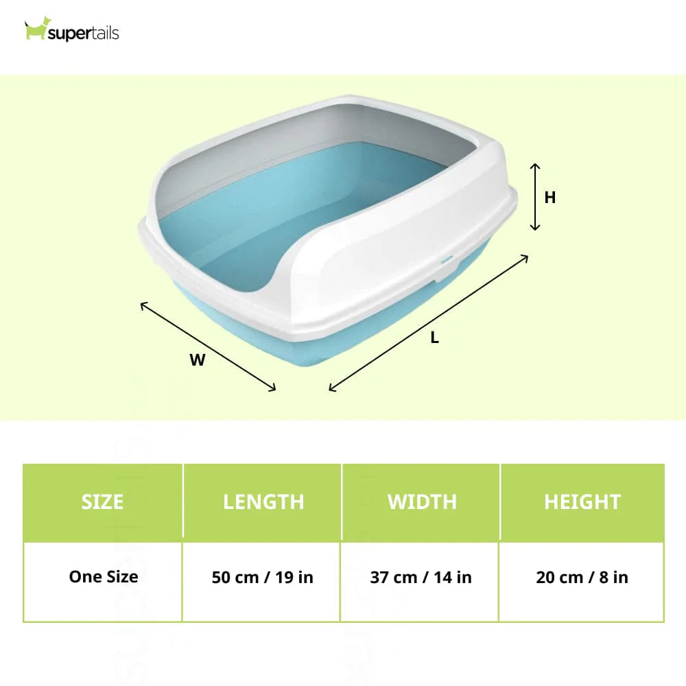 PetGains Semi Closed Anti Overflow Litter Tray with Scooper for Cats (Blue) - Image 2