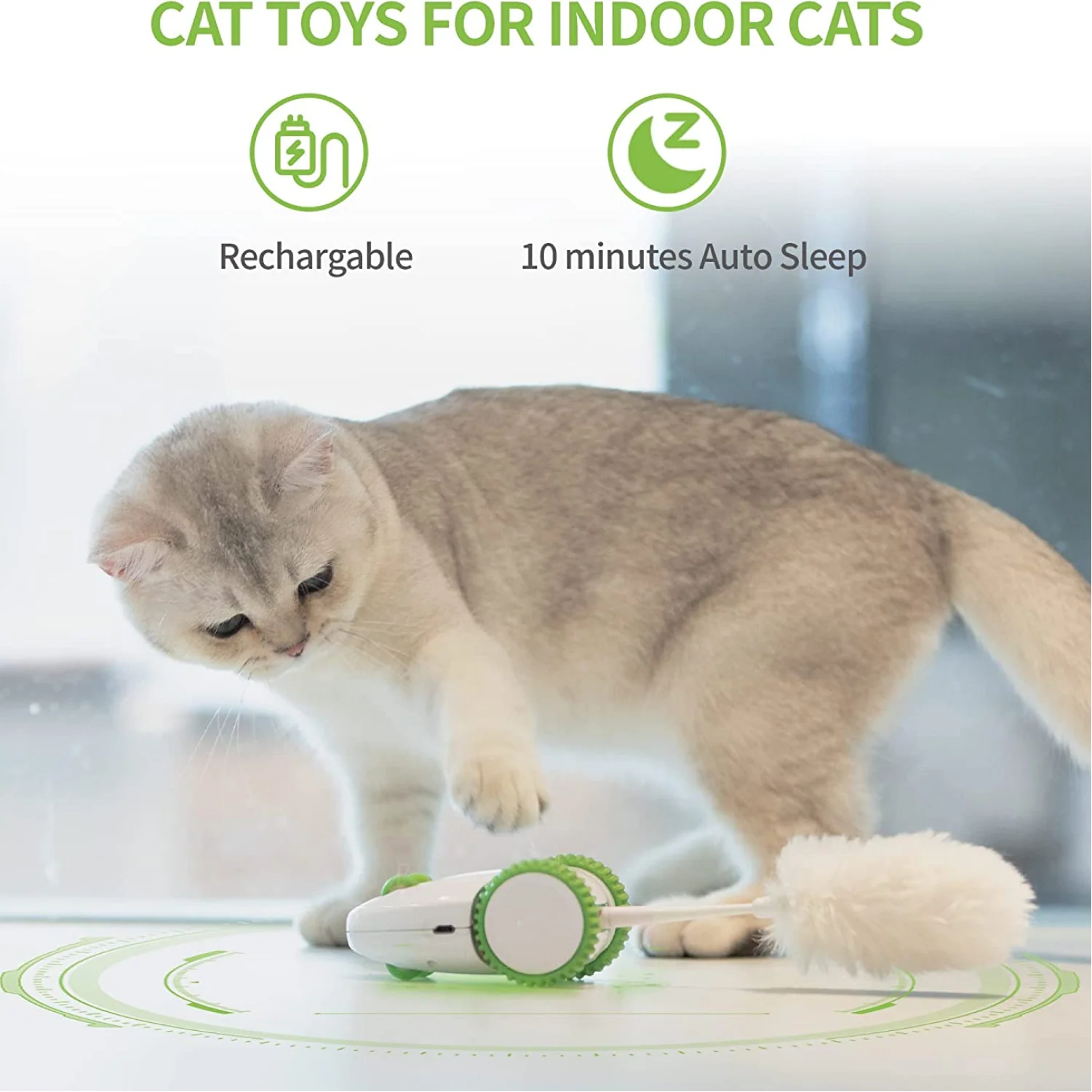 Pet Geek Furious Mouse Toy for Cats (White/Green) - Image 4