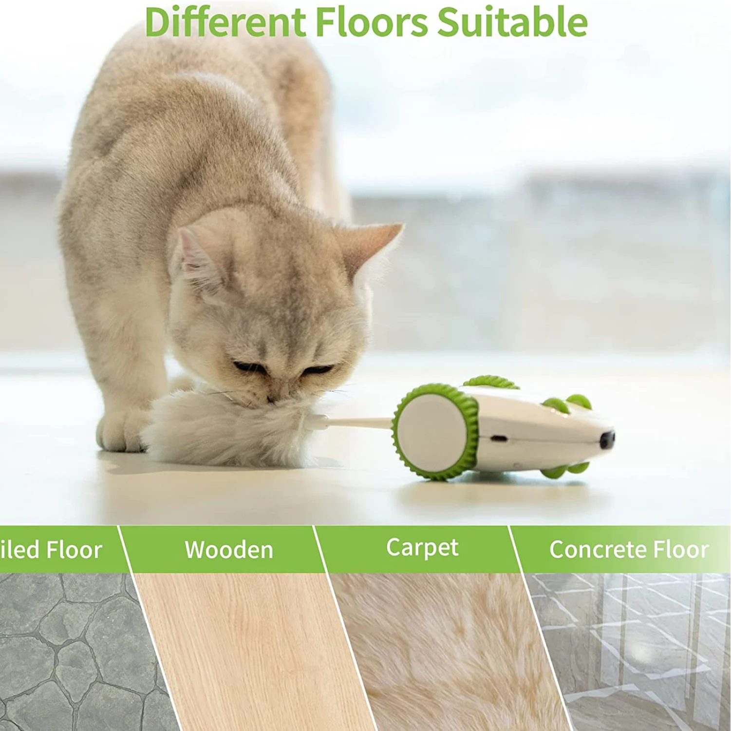 Pet Geek Furious Mouse Toy for Cats (White/Green) - Image 5