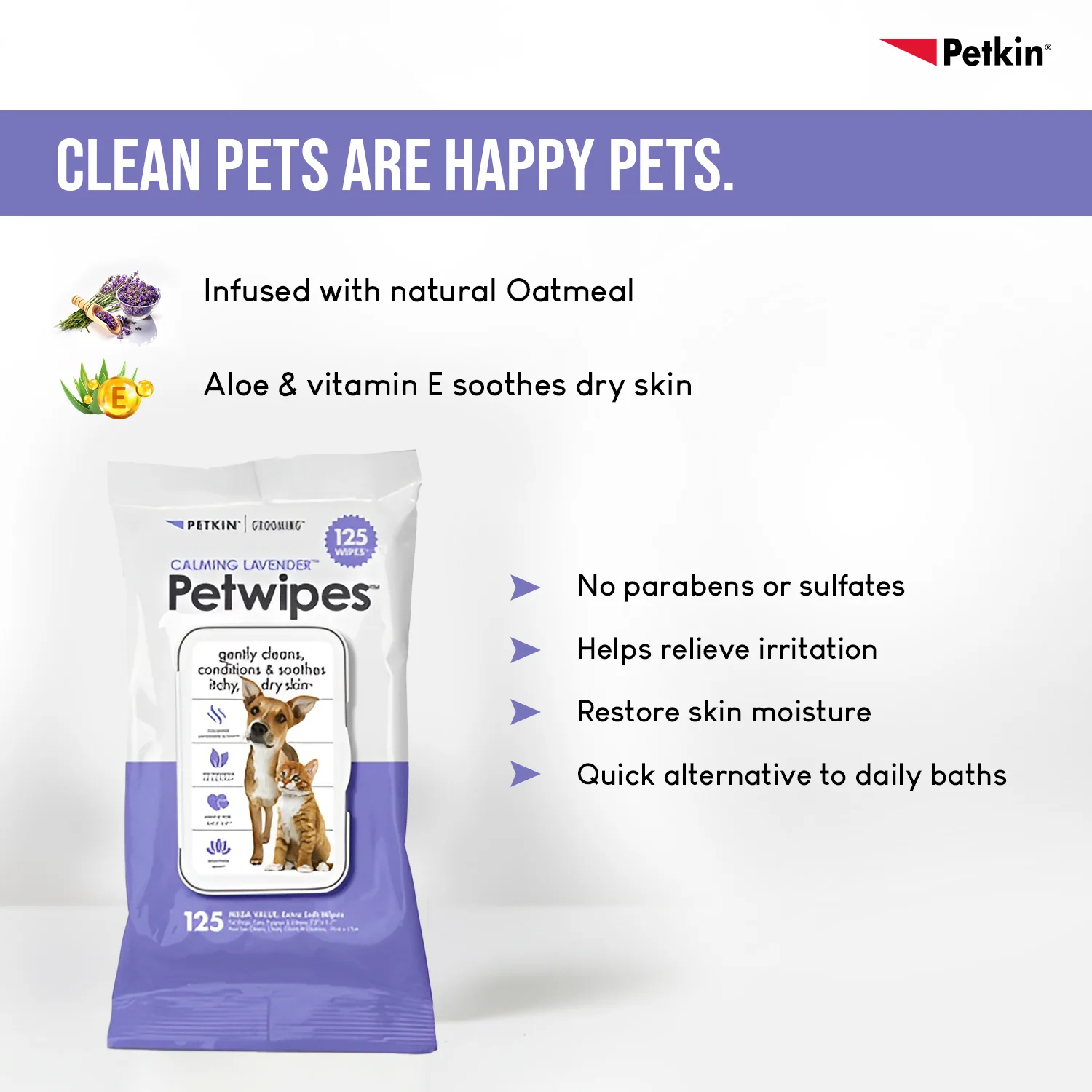 Petkin Calming Lavender Petwipes for Dogs and Cats - Image 3