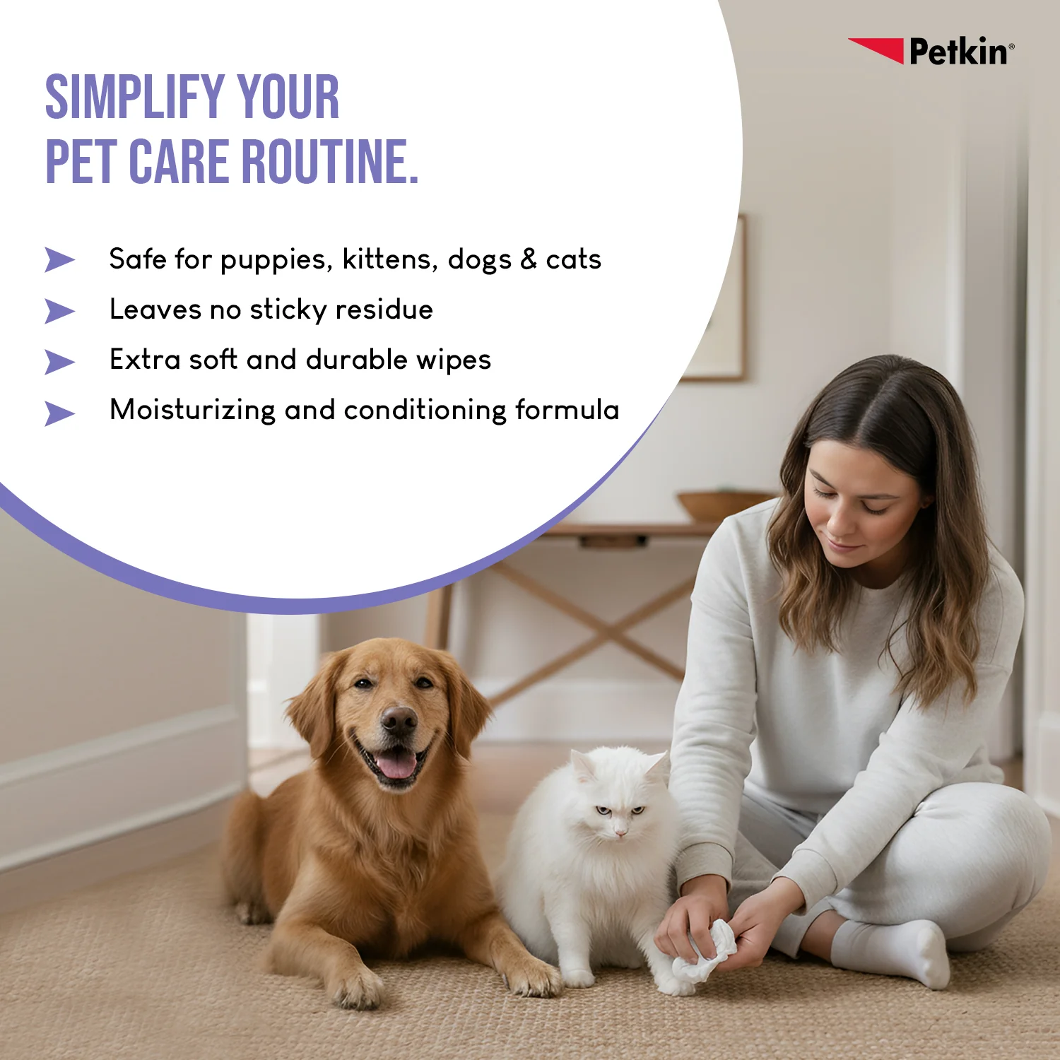 Petkin Calming Lavender Petwipes for Dogs and Cats - Image 4