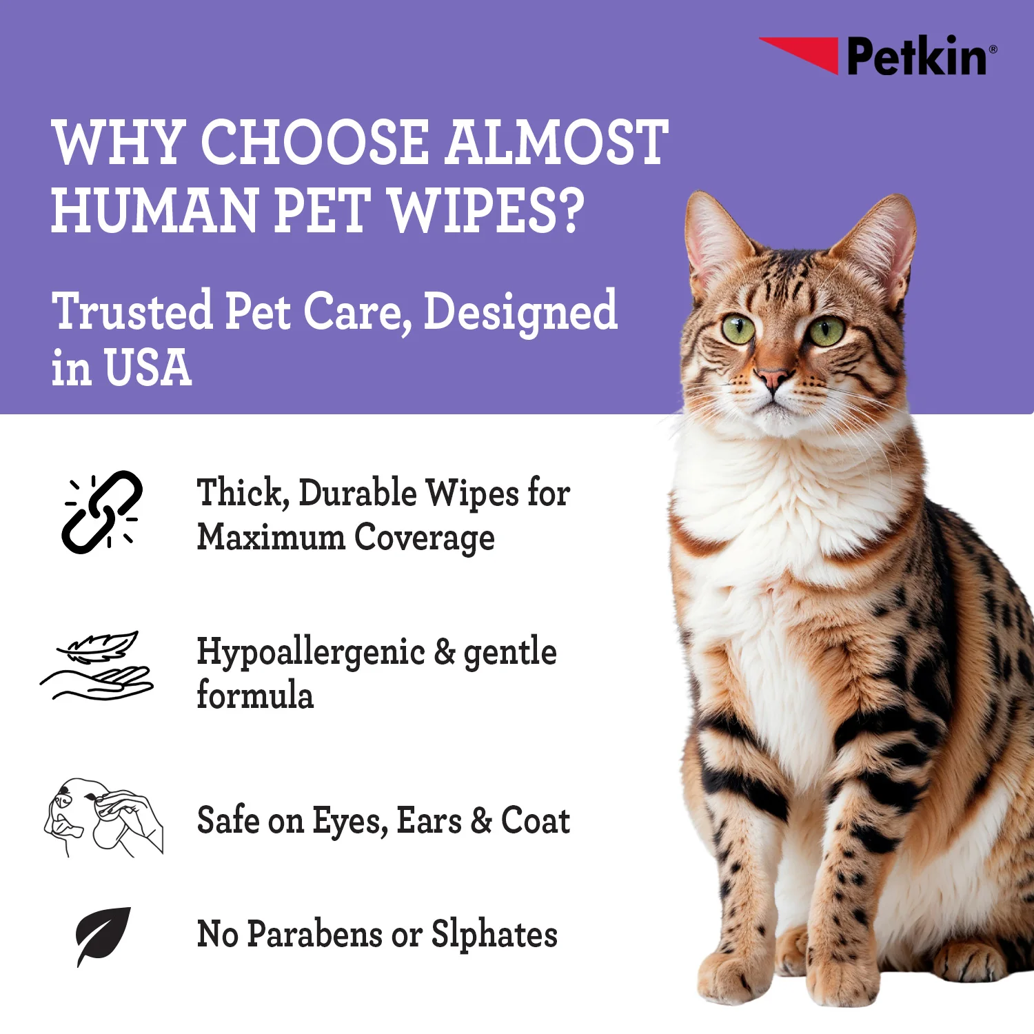 Petkin Gaint Big N' Thick  Lavender Scented Petwipes for Dogs and Cats - Image 3