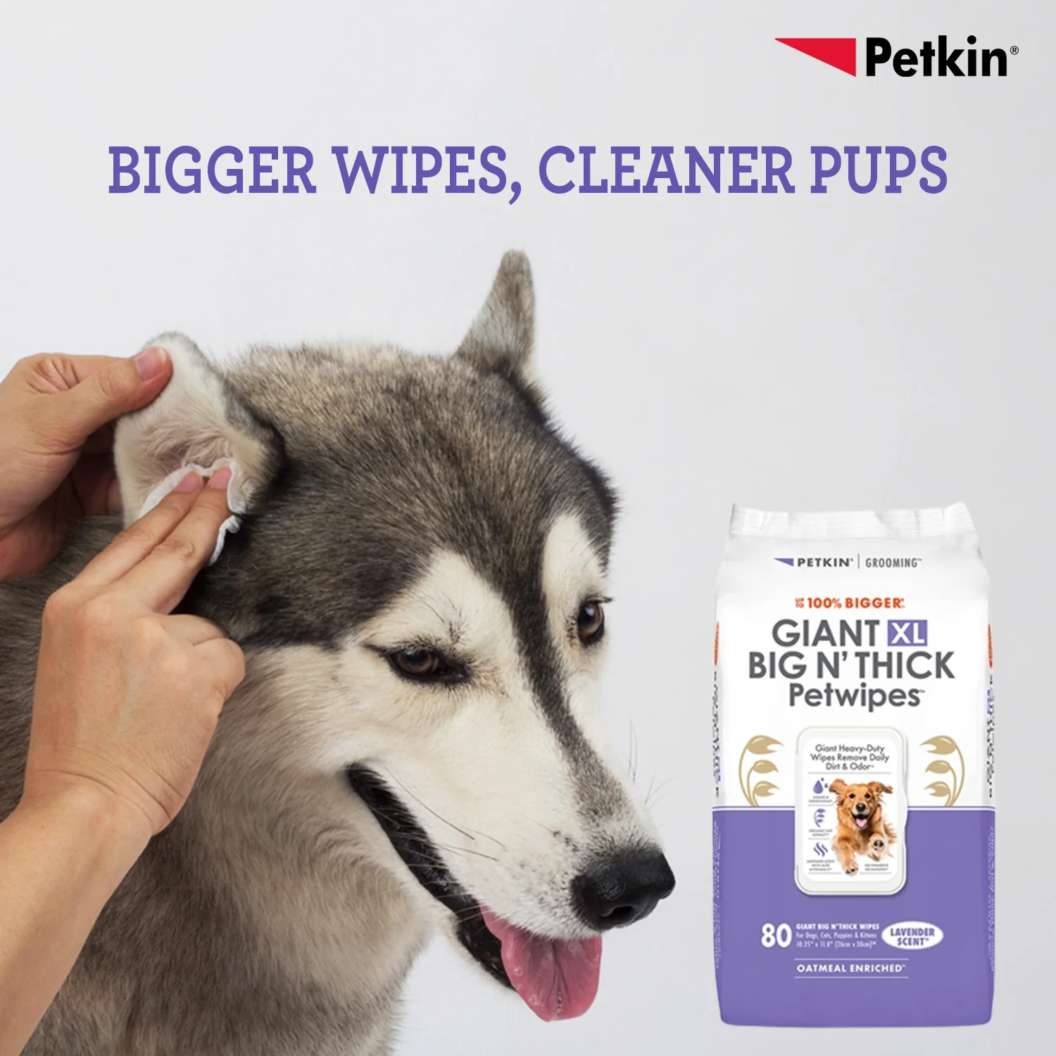 Petkin Gaint Big N' Thick  Lavender Scented Petwipes for Dogs and Cats - Image 5