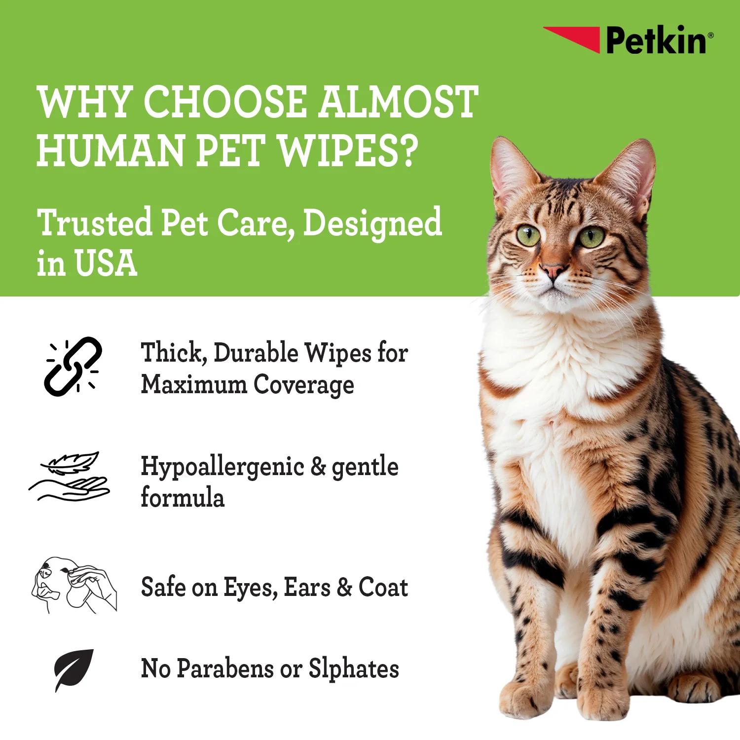 Petkin Gaint Big N' Thick  Unscented Petwipes for Dogs and Cats - Image 3