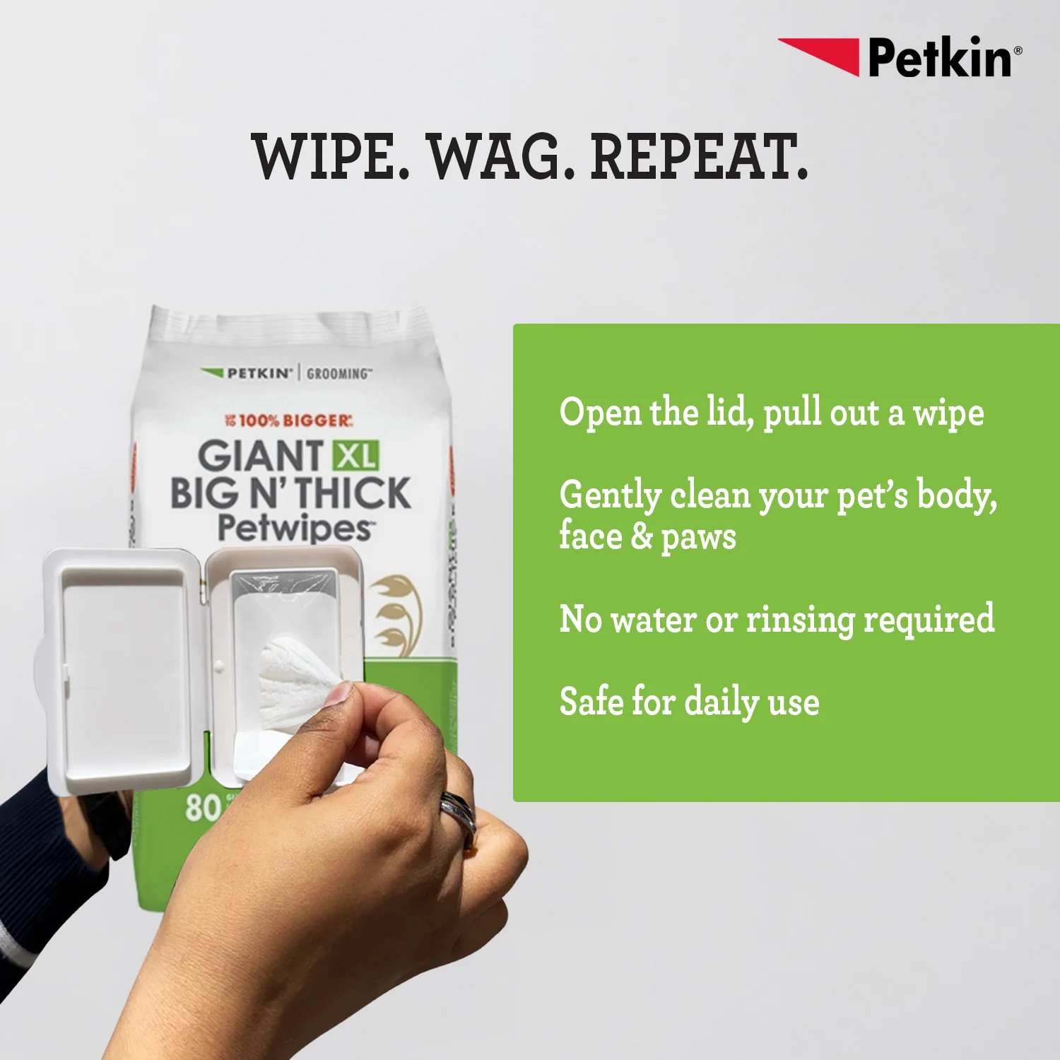 Petkin Gaint Big N' Thick  Unscented Petwipes for Dogs and Cats - Image 4