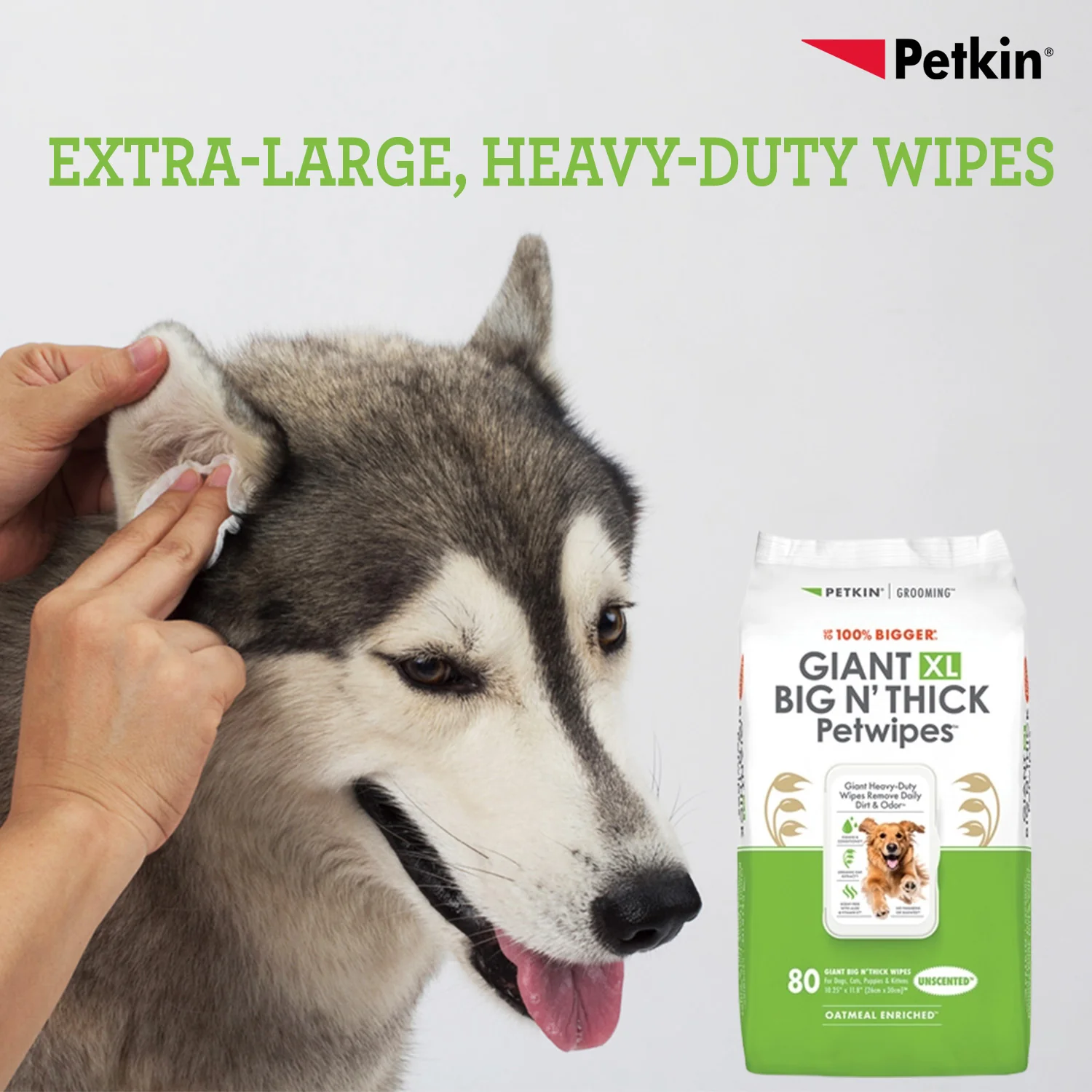 Petkin Gaint Big N' Thick  Unscented Petwipes for Dogs and Cats - Image 6