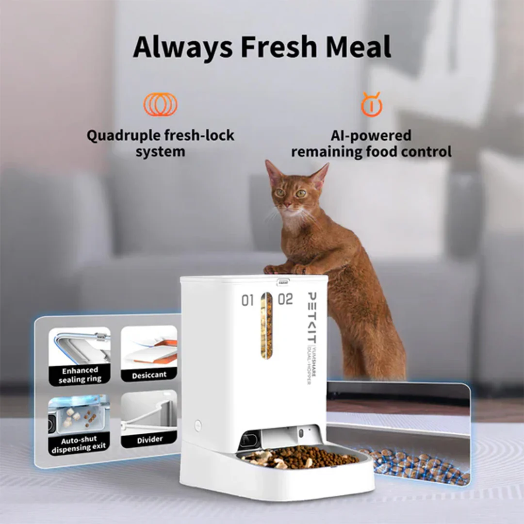 Petkit YumShare Dual Hopper Automatic 2.4G WiFi Food Dispenser with HD Camera for Dogs and Cats - Image 2