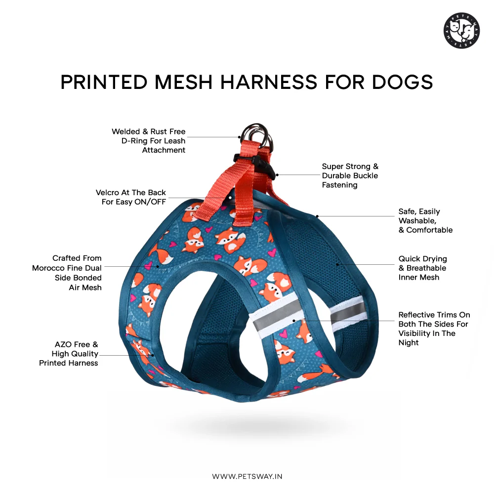 Pets Way Pine Air Mesh Printed Harness for Puppies and Small Dogs - Image 6