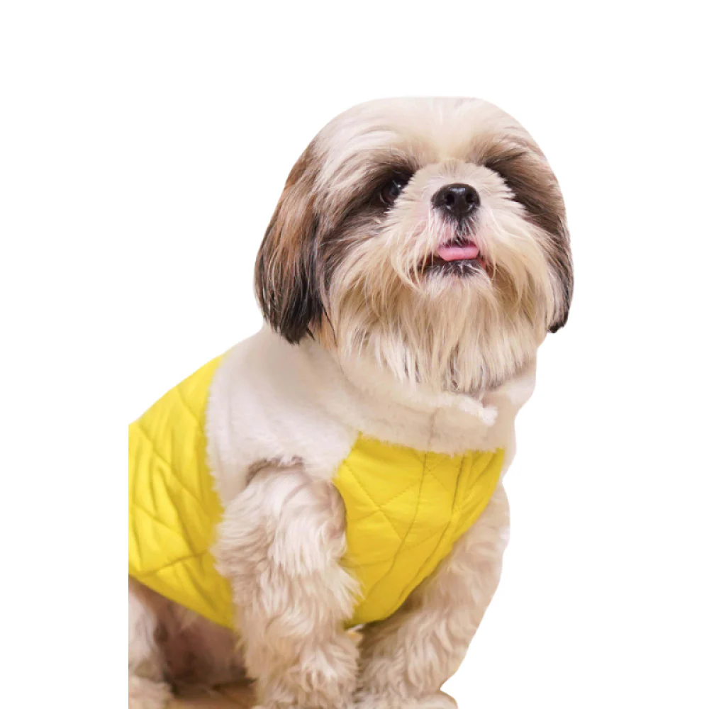 Pets Way Reversible Cozy Quilt Fur Winter Jacket for Dogs (Yellow) - Image 4