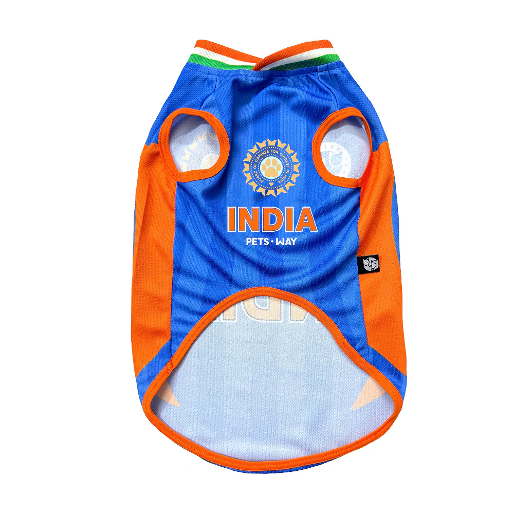 Pets Way T20 Indian Cricket Team Replica Jersey T Shirt for Dogs (Blue) - Image 4