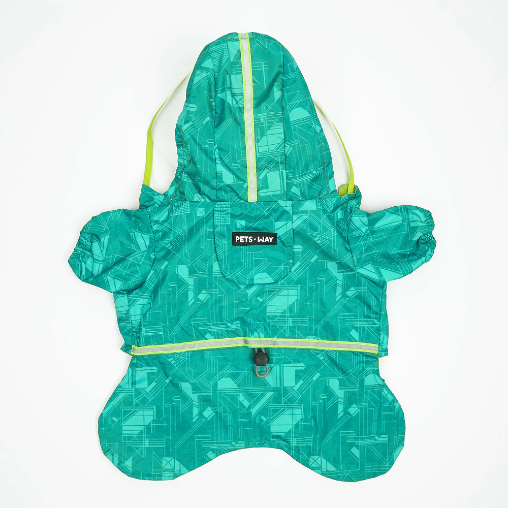 Pets Way TPU Raincoat with Cap for Dogs (Haze Teal) - Image 3