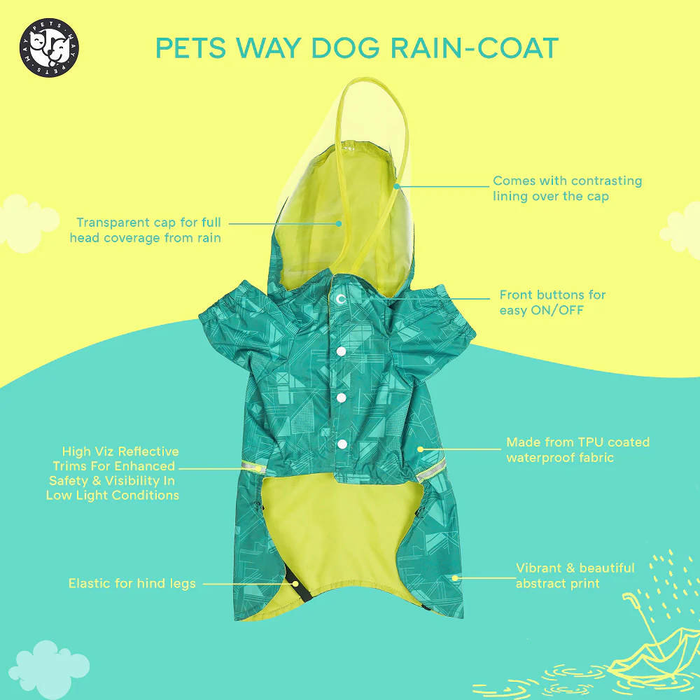 Pets Way TPU Raincoat with Cap for Dogs (Haze Teal) - Image 4